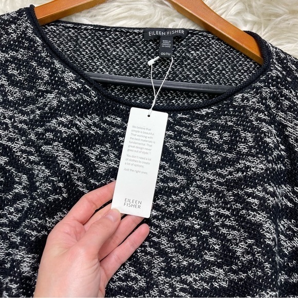 Eileen Fisher Organic Linen‎ Marled Print Poncho - Picture 3 of 9